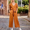 Arrival Short-Sleeve Color-Block Casual Loose-Fit Jumpsuit