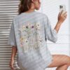 Beautiful Flower Clusters Print Cotton Women T-shirts Casual
