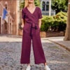 Arrival Short-Sleeve Color-Block Casual Loose-Fit Jumpsuit