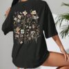 Beautiful Flower Clusters Print Cotton Women T-shirts Casual