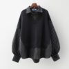 Korean Style New Patchwork Fake Two Pieces Shirts Women